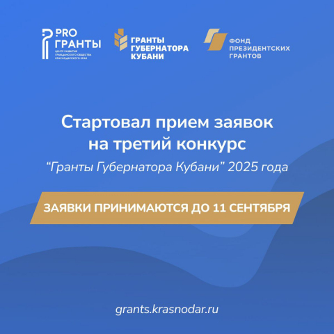 Объявлен третий конкурс Грантов Губернатора Кубани